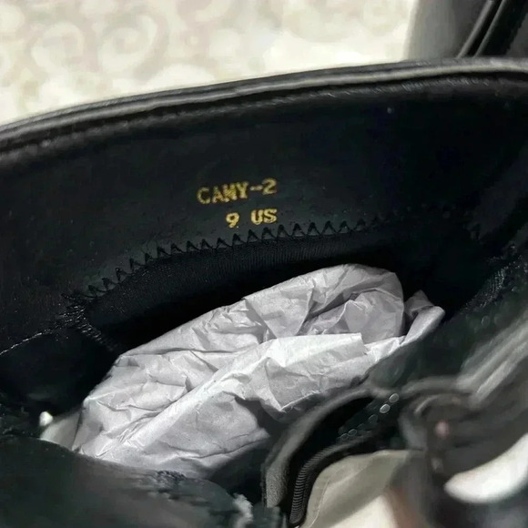 NIB!Jacobies Beverly Hills-Black Lace Up block chunky heel boots Size 9 - Picture 12 of 16